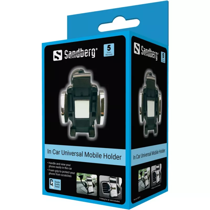Sandberg In Car Universal Mobile Holder, telefono cellulare/smartphone, supporto passivo, auto, nero