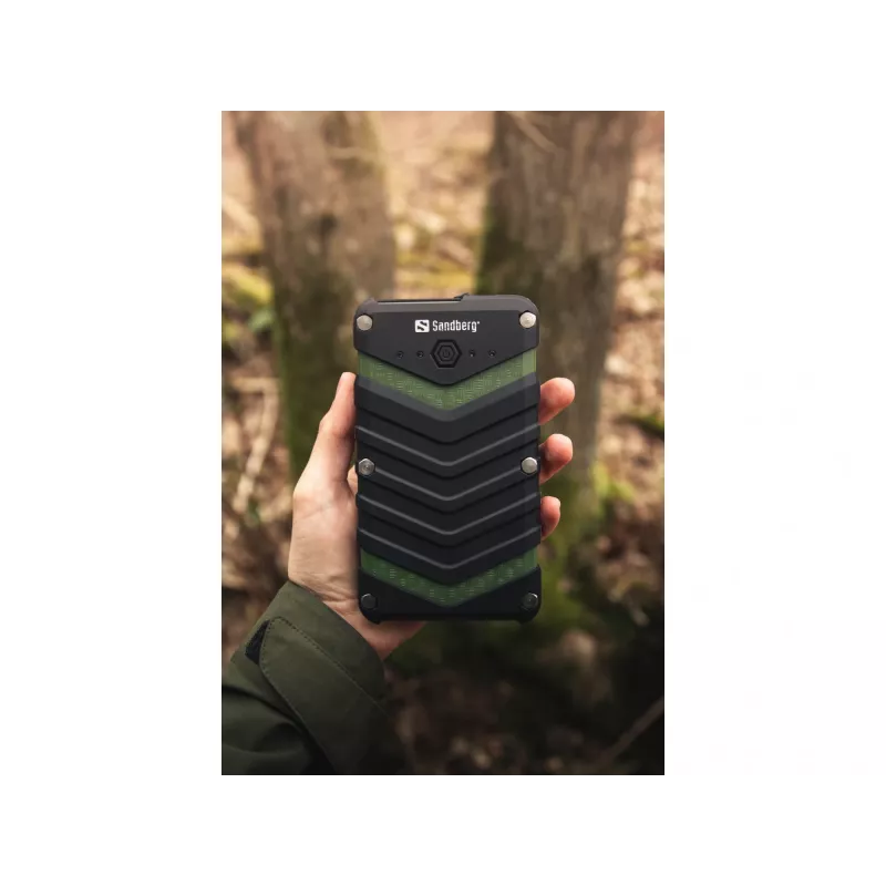 Sandberg Survivor Powerbank 20000, 20000 mAh, litio-ione (Li-Ion), nero, verde