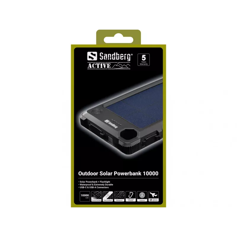 Sandberg Outdoor Solar Powerbank 10000, 10000 mAh, nero