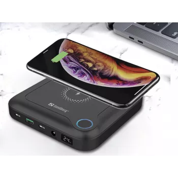 Sandberg All-in1 Laptop Powerbank 24000, 24000 mAh, Quick Charge 2.0, ricarica wireless, nero