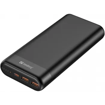 Sandberg Powerbank 20000 PD65W+2xQC3.0, 20000 mAh, litio-ione (Li-Ion), Quick Charge 3.0, 65 W, nero