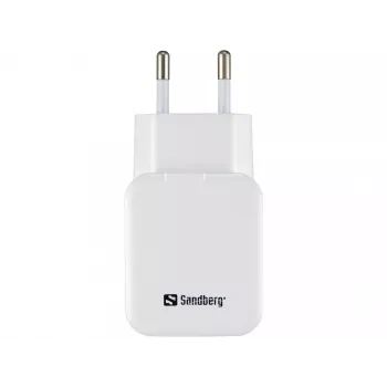 Sandberg Caricabatterie AC Dual USB 2.4+1A EU, uso interno, AC, USB, 5 V, nero, bianco