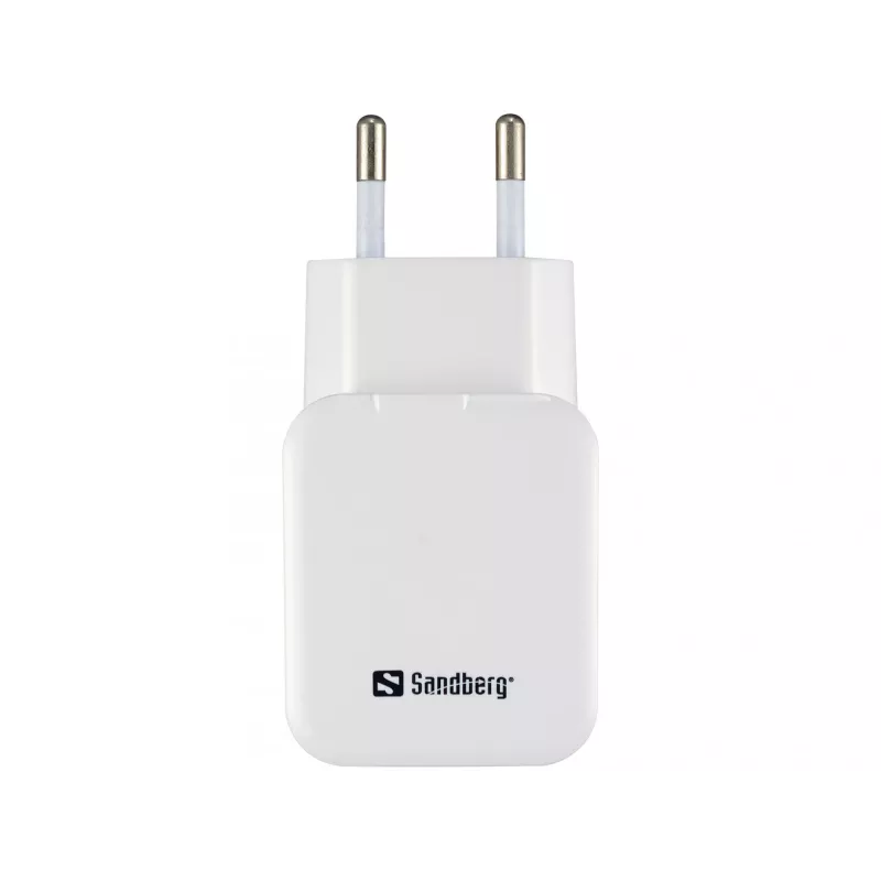 Sandberg Caricabatterie AC Dual USB 2.4+1A EU, uso interno, AC, USB, 5 V, nero, bianco