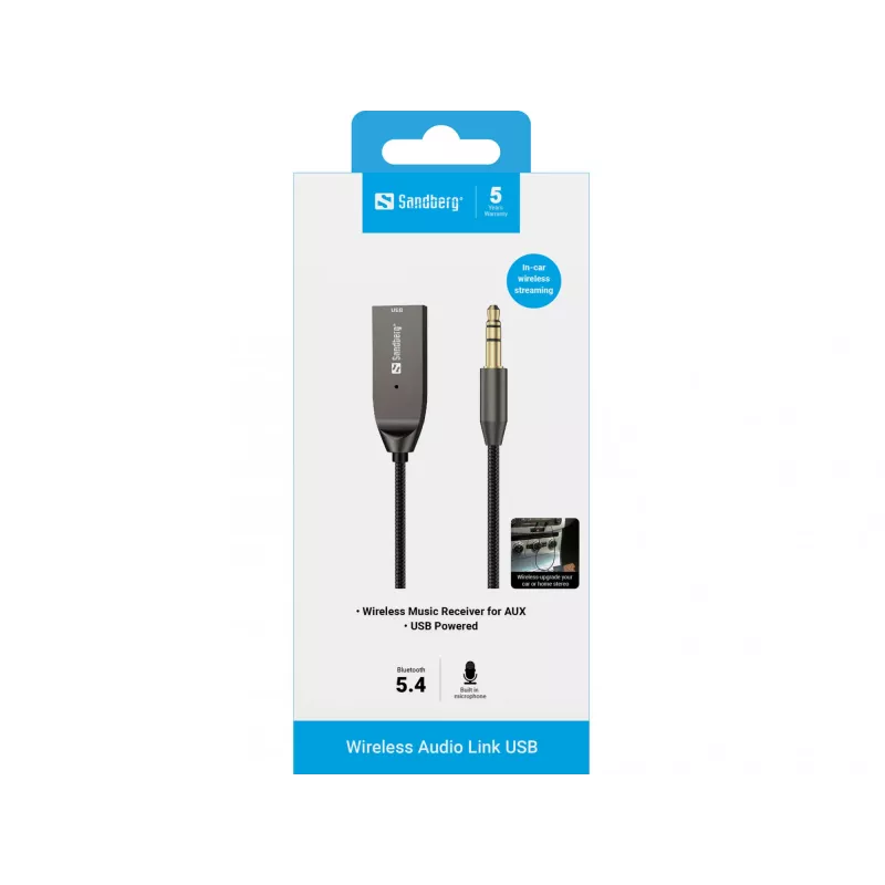 Sandberg Wireless Audio Link USB, USB, A2DP, AVRCP, HFP, 10 m, nero, dock, 5 V