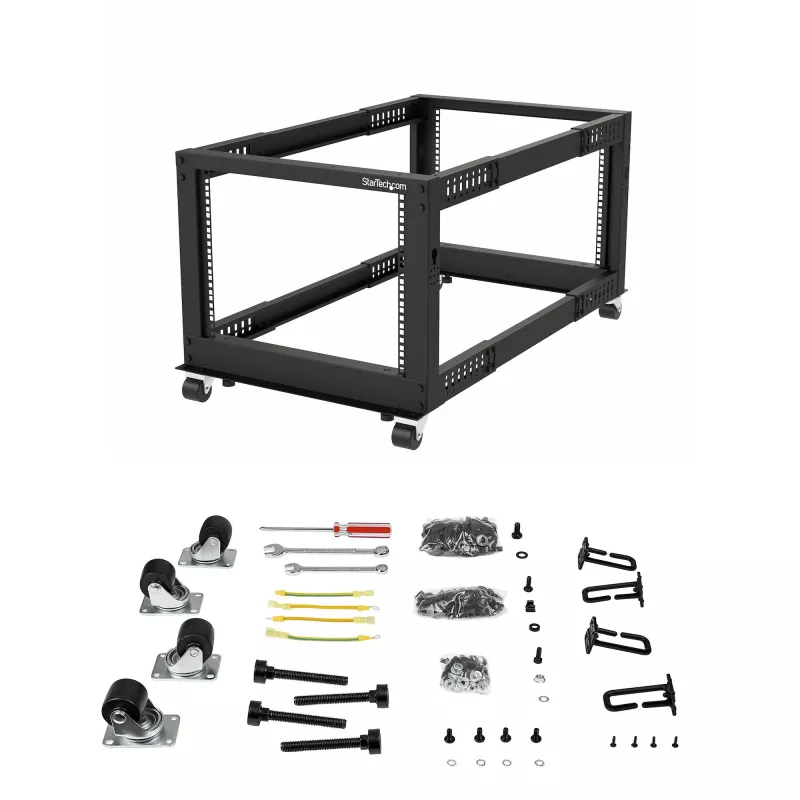 StarTech.com Rack server open-frame mobile a 4 montanti 12U, rack di rete a quattro montanti 19