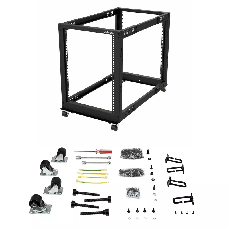 StarTech.com Rack server open-frame mobile a 4 montanti 15U, rack di rete a quattro montanti 19