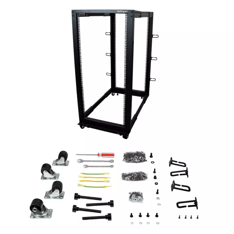StarTech.com Rack server open-frame mobile a 4 montanti 25U, rack di rete a quattro montanti 19