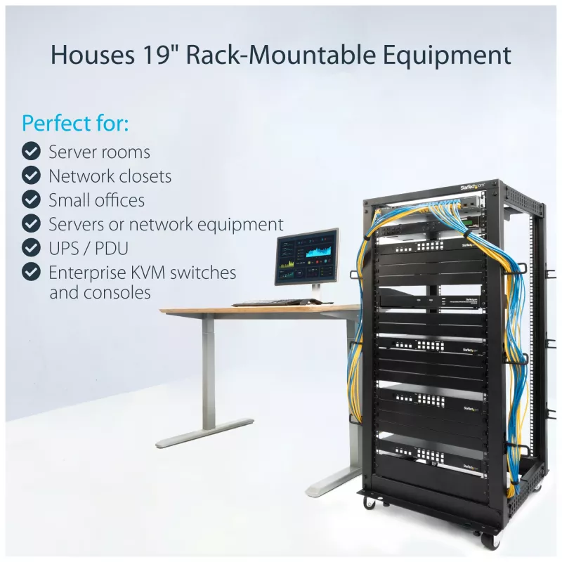 StarTech.com Rack server open-frame mobile a 4 montanti 25U, rack di rete a quattro montanti 19