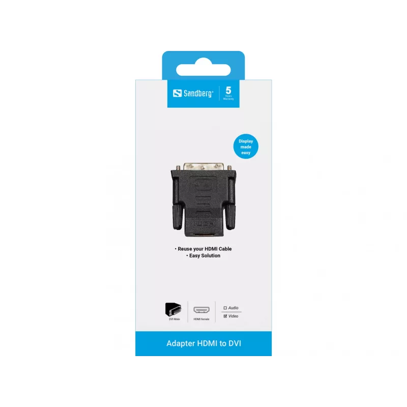 Adattatore Sandberg DVI-M - HDMI-F, DVI, HDMI, nero
