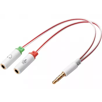 Adattatore headset Sandberg Dual-Singolo, TRS 3,5 mm, connettore maschio, connettore femmina, bianco