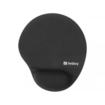 Tappetino mouse Sandberg in memory foam rotondo, nero, tinta unita, memory foam, poggiapolsi, base antiscivolo
