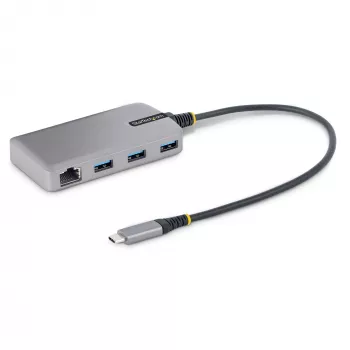 StarTech.com hub USB-C a 3 porte con Ethernet - 3x porte USB-A, Gigabit Ethernet RJ45, USB 3.0 5Gbit/s, alimentato dal bus, cavo lungo 30 cm - adattatore hub USB Type-C per laptop portatile con Gigabit Ethernet