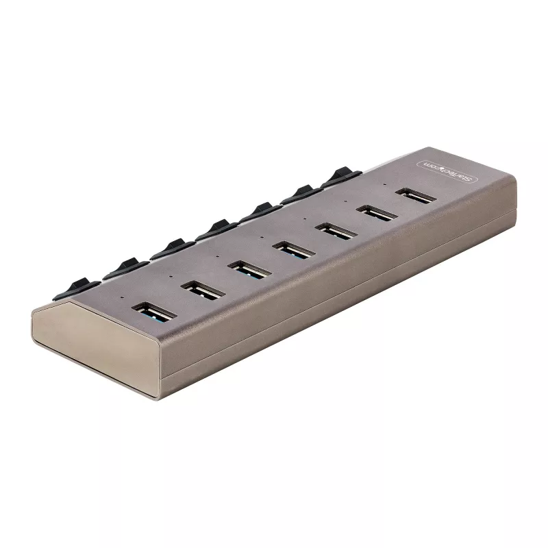 StarTech.com hub USB-C a 7 porte autoalimentato con interruttori on/off individuali, hub di espansione USB 3.0 5Gbps con alimentatore, hub USB-C a USB-A per desktop/laptop, hub USB Type-C con BC 1.2