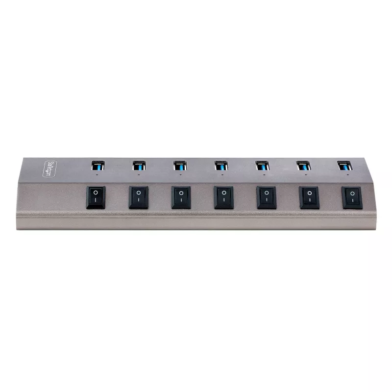 StarTech.com hub USB-C a 7 porte autoalimentato con interruttori on/off individuali, hub di espansione USB 3.0 5Gbps con alimentatore, hub USB-C a USB-A per desktop/laptop, hub USB Type-C con BC 1.2