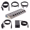 StarTech.com hub USB-C a 7 porte autoalimentato con interruttori on/off individuali, hub di espansione USB 3.0 5Gbps con alimentatore, hub USB-C a USB-A per desktop/laptop, hub USB Type-C con BC 1.2