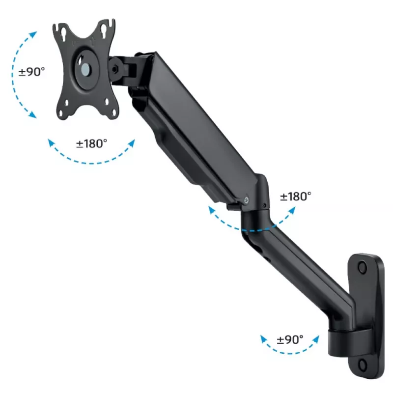 Techly ICA-LCD G112E supporto da parete girevole con molla a gas, per 1 display da 17-32 pollici (43-81,3 cm), 9 kg