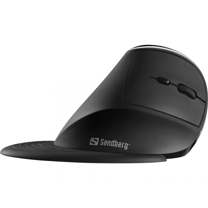 Sandberg Wireless Vertical Mouse Pro, per destrimani, design verticale, ottico, RF Wireless, 1600 DPI, nero