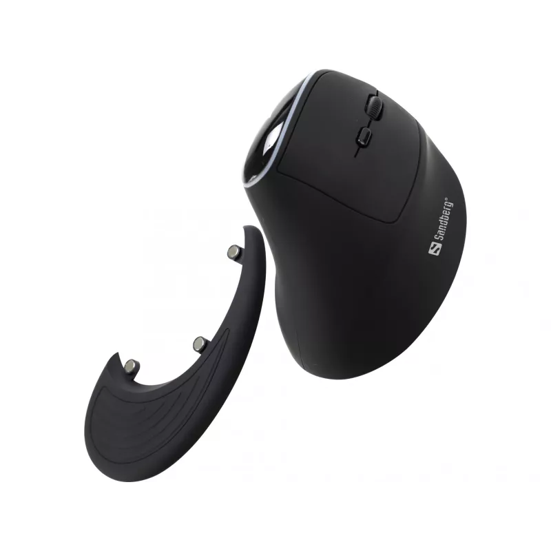 Sandberg Wireless Vertical Mouse Pro, per destrimani, design verticale, ottico, RF Wireless, 1600 DPI, nero