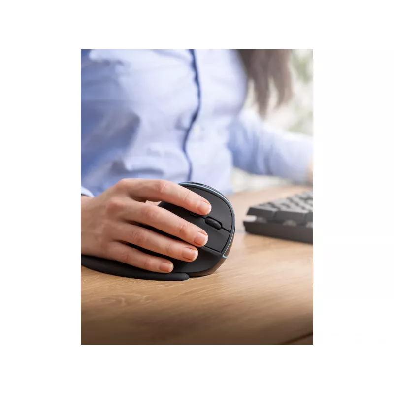 Sandberg Wireless Vertical Mouse Pro, per destrimani, design verticale, ottico, RF Wireless, 1600 DPI, nero