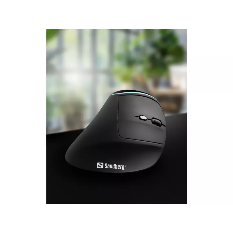 Sandberg Wireless Vertical Mouse Pro, per destrimani, design verticale, ottico, RF Wireless, 1600 DPI, nero