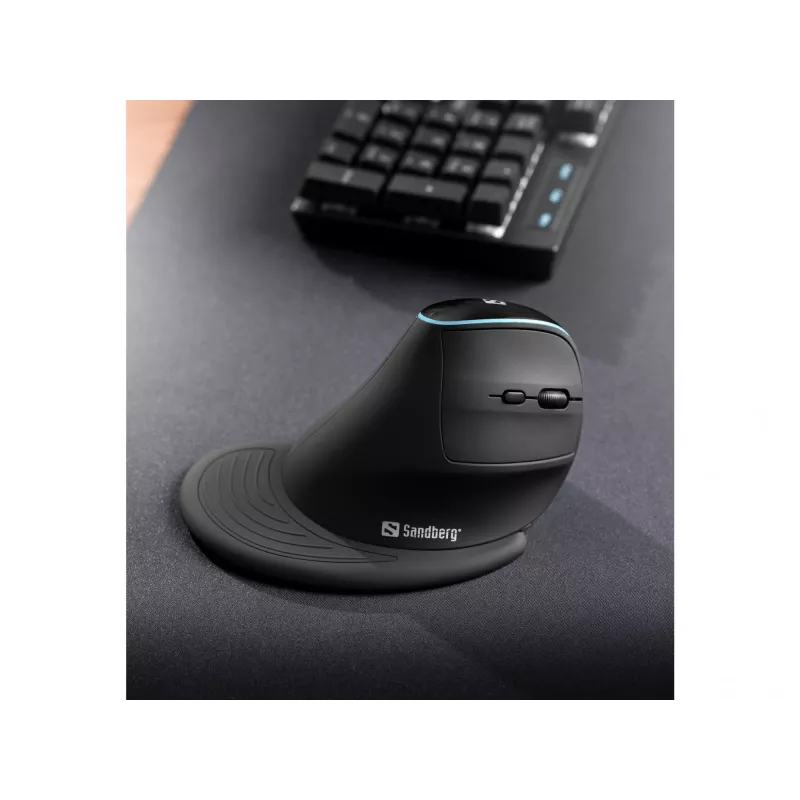 Sandberg Wireless Vertical Mouse Pro, per destrimani, design verticale, ottico, RF Wireless, 1600 DPI, nero
