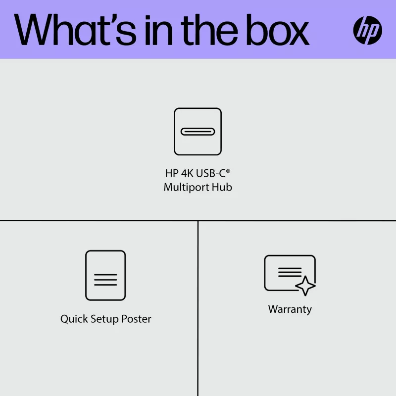 HP Hub multiporta 4K USB-C, USB Type-C, USB 3.2 Gen 2 (3.1 Gen 2) Type-C, 10000 Mbit/s, Nero, 4K Ultra HD, Cina