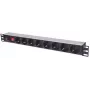Intellinet 19 pollici 1U Rackmount 8 uscite Power Distribution Unit (PDU) con prese EU-CEE-7/3, interruttore on/off e protezione da sovraccarico, cavo di alimentazione integrato da 3 m con spina EU-CEE-7/4
