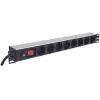 Intellinet 19 pollici 1U Rackmount 8 uscite Power Distribution Unit (PDU) con prese EU-CEE-7/3, interruttore on/off e protezione da sovraccarico, cavo di alimentazione integrato da 3 m con spina EU-CEE-7/4