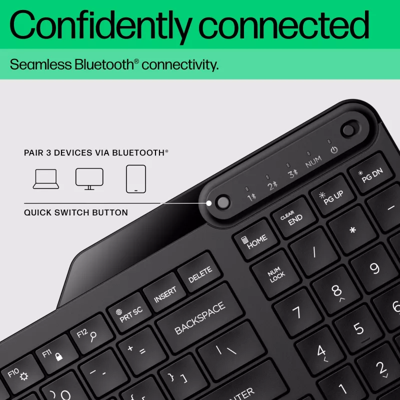 HP 460 Tastiera Bluetooth multi-dispositivo, Full-Size (100%), wireless, Bluetooth, meccanica, Nero
