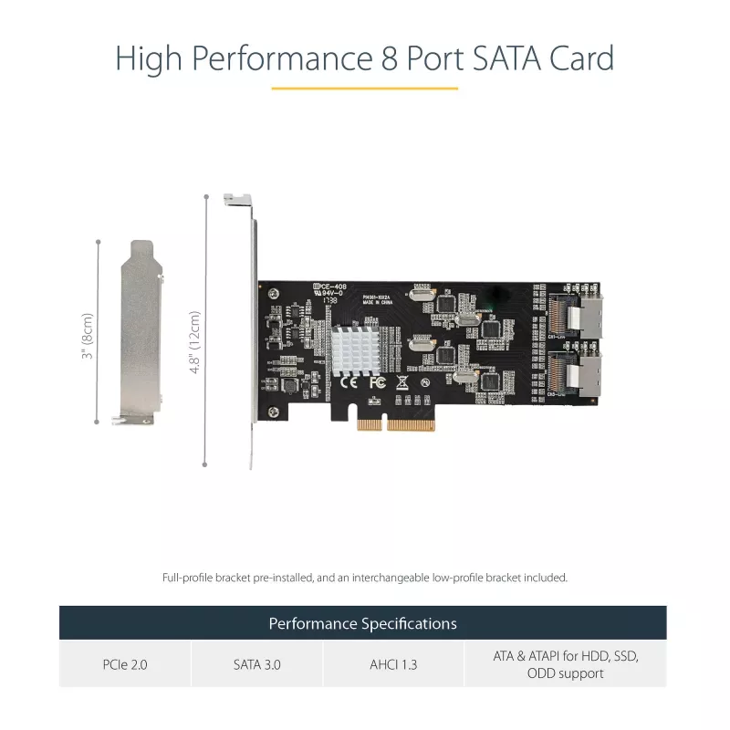 StarTech.com Scheda SATA PCIe a 8 porte – Scheda di espansione PCI Express 6 Gbit/s SATA con 4 controller host – Scheda controller SATA PCIe – PCI-e x4 Gen 2 su SATA III – SATA HDD/SSD