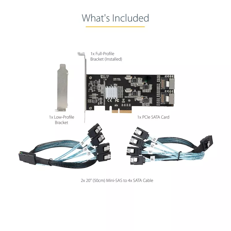StarTech.com Scheda SATA PCIe a 8 porte – Scheda di espansione PCI Express 6 Gbit/s SATA con 4 controller host – Scheda controller SATA PCIe – PCI-e x4 Gen 2 su SATA III – SATA HDD/SSD