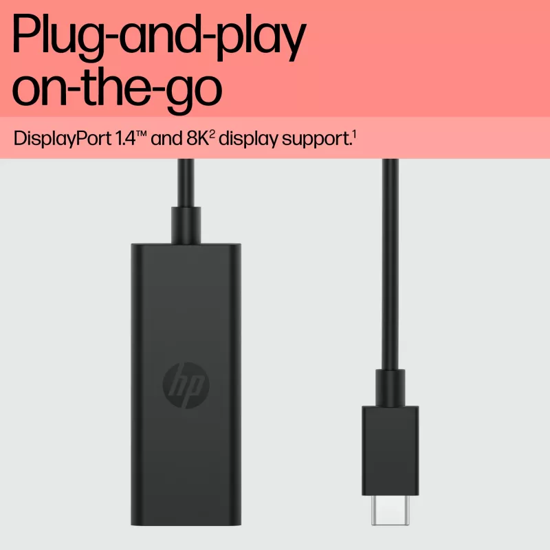 HP 8Y8Y1AA adattatore da USB-C a DisplayPort G2, 8K (7680 x 4320), nero