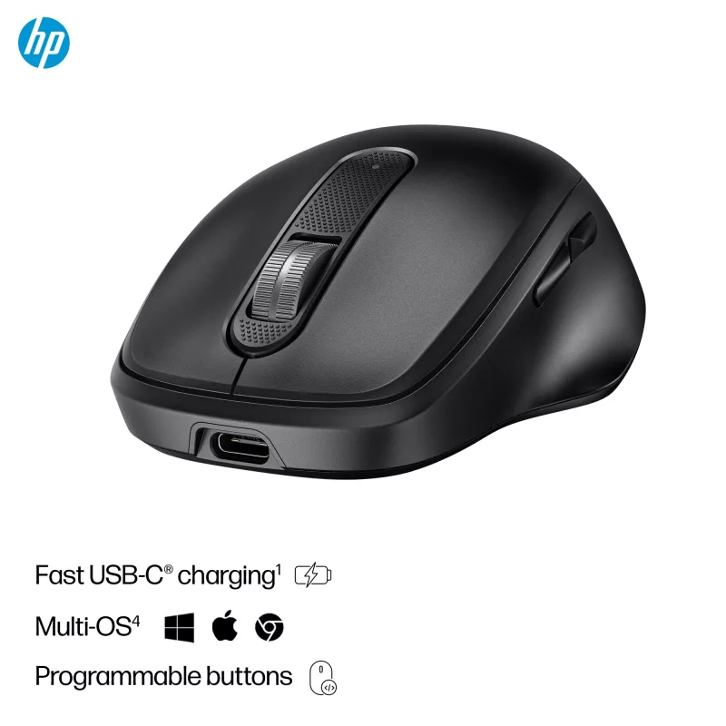 HP 510 mouse wireless ricaricabile ultraveloce, ambidestro, RF Wireless, 4000 DPI, nero