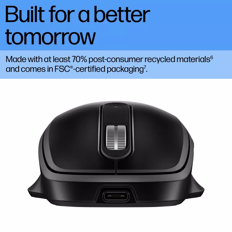 HP 510 mouse wireless ricaricabile ultraveloce, ambidestro, RF Wireless, 4000 DPI, nero