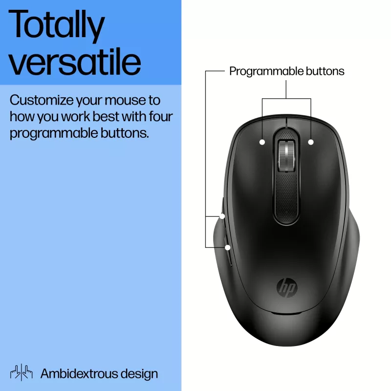 HP 510 mouse wireless ricaricabile ultraveloce, ambidestro, RF Wireless, 4000 DPI, nero