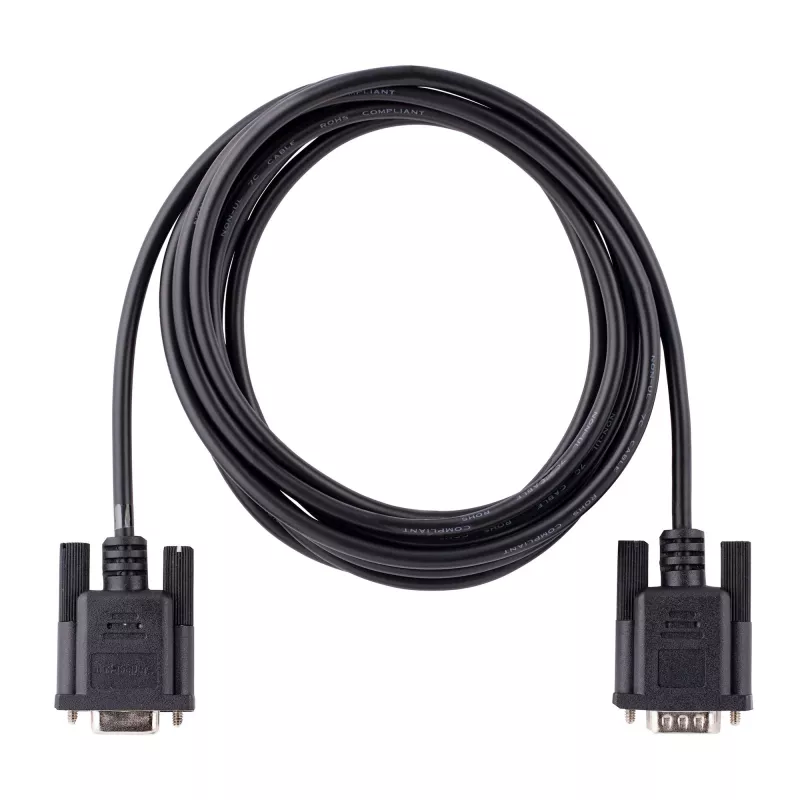 StarTech.com cavo seriale null modem RS232 da 3m, cavo seriale crossover con schermatura Al-Mylar, cavo seriale porta COM DB9 femmina a maschio, compatibile con dispositivi DTE, nero, F/M