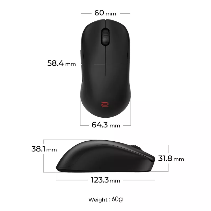 ZOWIE U2-DW mouse gaming per destrimani RF Wireless 3200 DPI