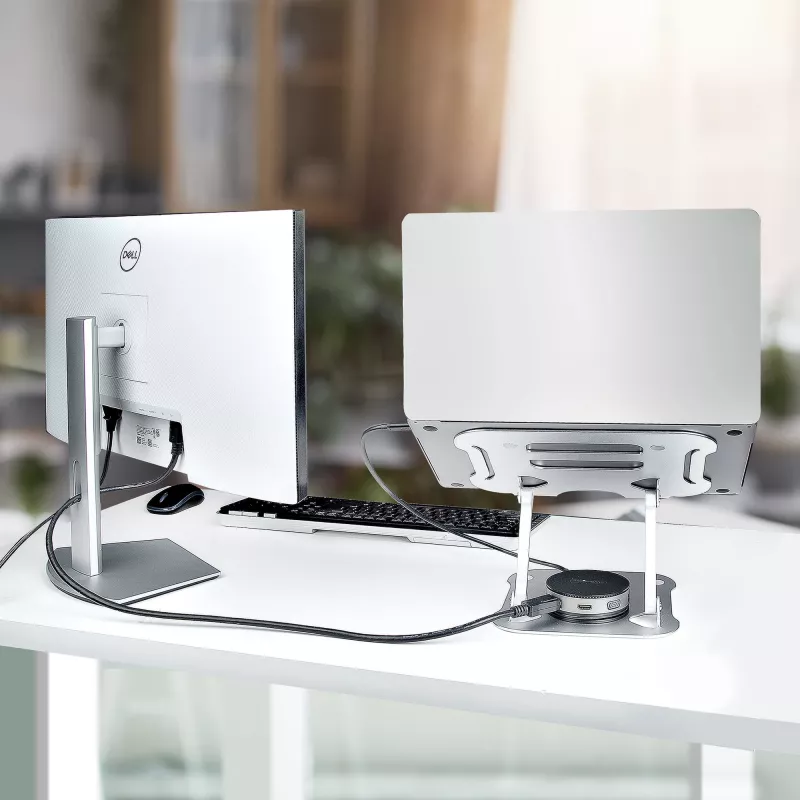 StarTech.com supporto per laptop da scrivania, supporto ergonomico per laptop regolabile in altezza, alluminio, portatile, supporta fino a 10 kg, supporto pieghevole per laptop da scrivania – supporto/rialzo per notebook ad angolo