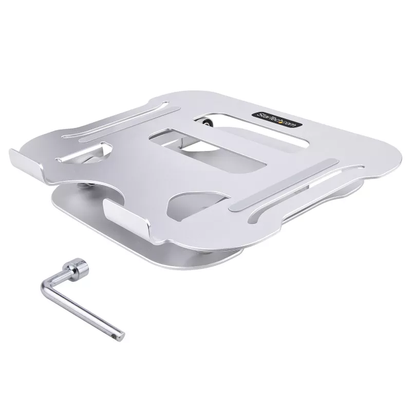 StarTech.com supporto per laptop da scrivania, supporto ergonomico per laptop regolabile in altezza, alluminio, portatile, supporta fino a 10 kg, supporto pieghevole per laptop da scrivania – supporto/rialzo per notebook ad angolo