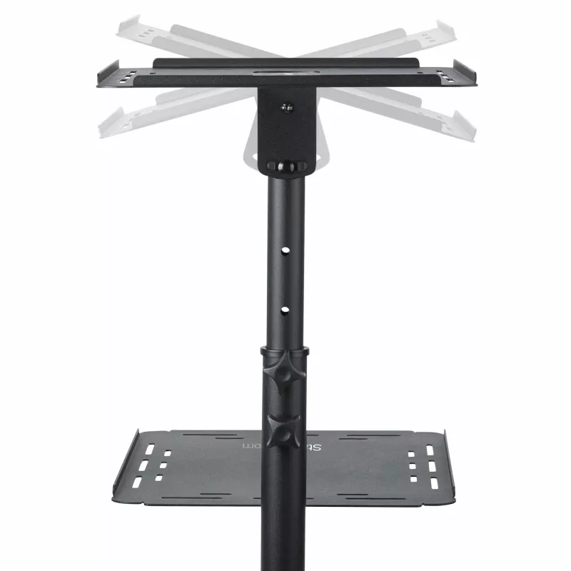 StarTech.com supporto/carrello mobile per proiettore e laptop – supporto robusto e portatile per proiettore (2 ripiani, portata 10 kg ciascuno) – carrello regolabile in altezza per presentazioni con ruote bloccabili