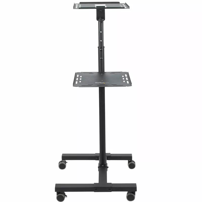 StarTech.com supporto/carrello mobile per proiettore e laptop – supporto robusto e portatile per proiettore (2 ripiani, portata 10 kg ciascuno) – carrello regolabile in altezza per presentazioni con ruote bloccabili