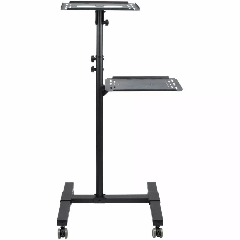 StarTech.com supporto/carrello mobile per proiettore e laptop – supporto robusto e portatile per proiettore (2 ripiani, portata 10 kg ciascuno) – carrello regolabile in altezza per presentazioni con ruote bloccabili