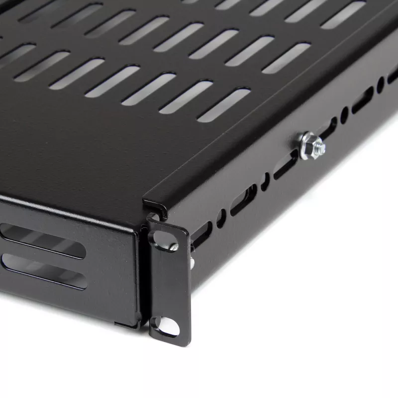 StarTech.com ADJSHELF 1U ripiano ventilato a profondità regolabile per rack server, 19 pollici, 80 kg (175 lb), profondità di montaggio 480–960 mm (19,5–38 pollici), profondità 70 cm (27,5 pollici), nero