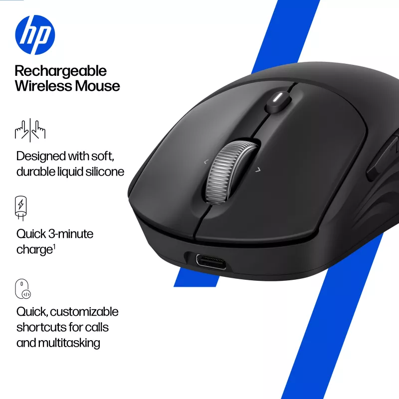 HP 700 Mouse wireless ricaricabile, ambidestro, RF Wireless + Bluetooth, 6000 DPI, nero