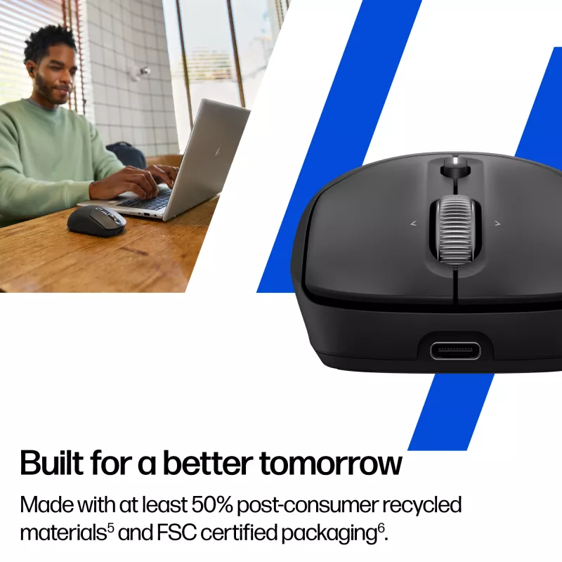 HP 700 Mouse wireless ricaricabile, ambidestro, RF Wireless + Bluetooth, 6000 DPI, nero