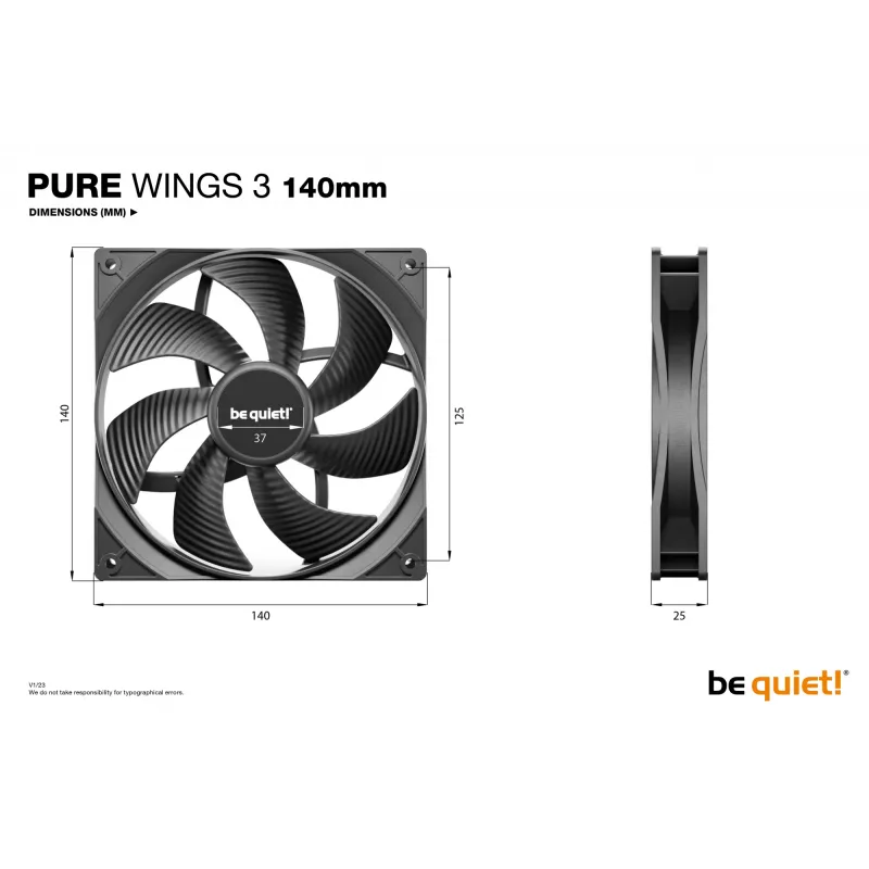 be quiet! Pure Wings 3 Ventola per case PC 140mm 14 cm nero 1 pezzo