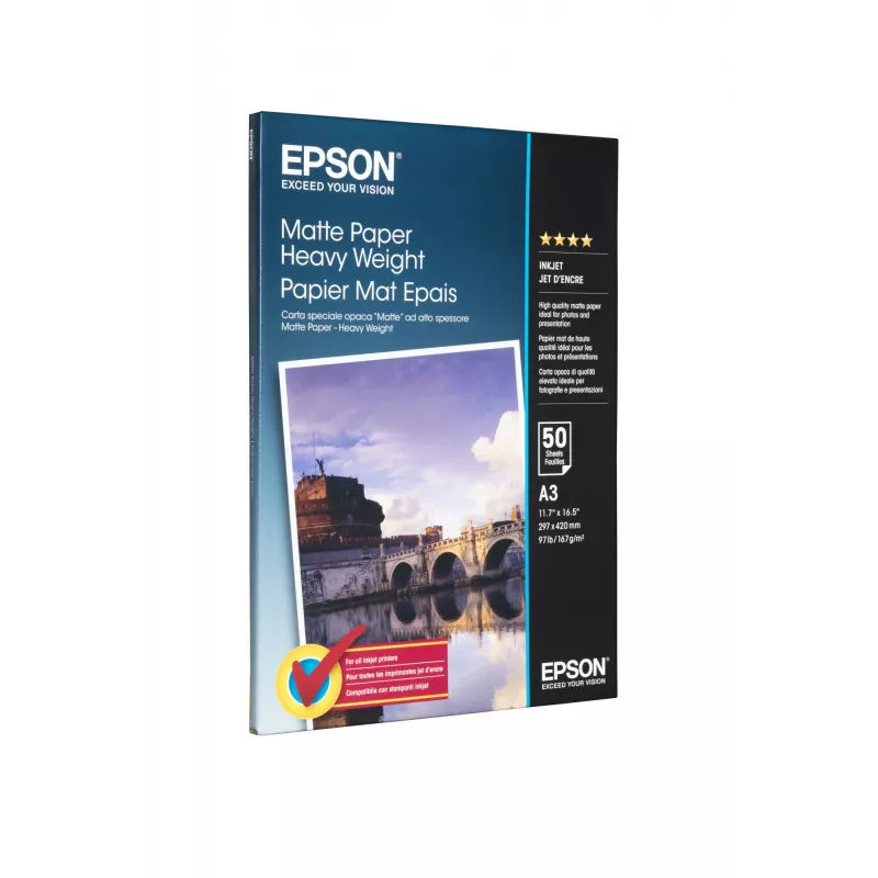 Epson Matte Paper Heavy Weight, DIN A3, 167 g/m², 50 fogli