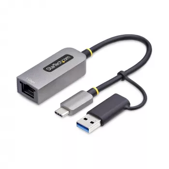 StarTech.com Adattatore USB-C a Ethernet con dongle USB-A, 10/100/1000 Mbit/s, adattatore di rete USB 3.0 a Gigabit Ethernet, cavo fisso 15 cm, adattatore USB GbE