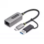 StarTech.com Adattatore USB-C a Ethernet con dongle USB-A, 10/100/1000 Mbit/s, adattatore di rete USB 3.0 a Gigabit Ethernet, cavo fisso 15 cm, adattatore USB GbE