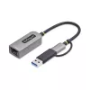 StarTech.com Adattatore USB-C a Ethernet con dongle USB-A, 10/100/1000 Mbit/s, adattatore di rete USB 3.0 a Gigabit Ethernet, cavo fisso 15 cm, adattatore USB GbE